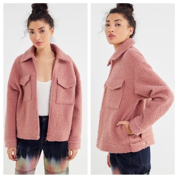 Urban Outfitters Jackets & Blazers - NWT Urban Outfitters Sz Large Teddy Zip-up Coat in Dusty Rose/Blush